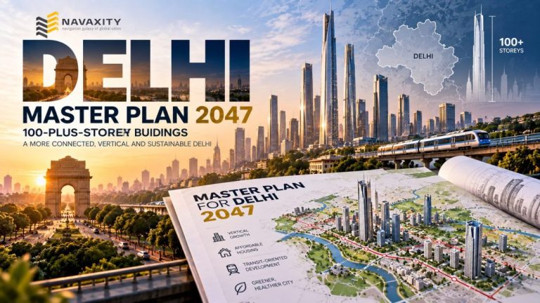 Delhi skyline and proposed 100-plus-storey high-rise development under Master Plan 2047